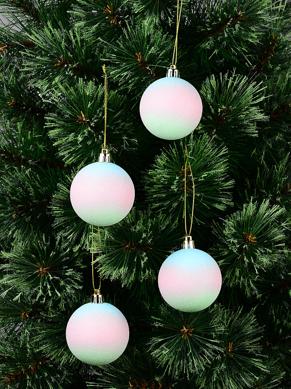 6x Whimsical Pastel Ombre Essential Sugared Frosted Baubles | 60mm