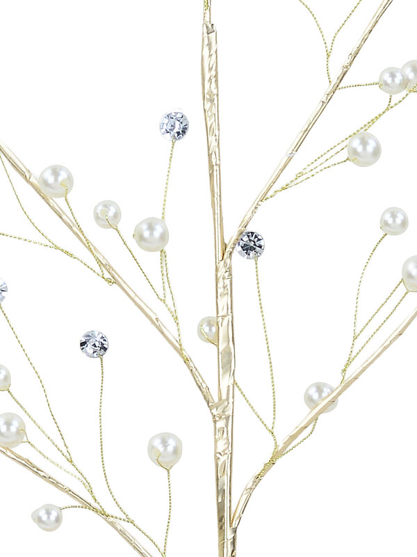 Faux Pearl & Diamante Starburst Spray Stem With Gilded Branchlets | 56cm — image 2
