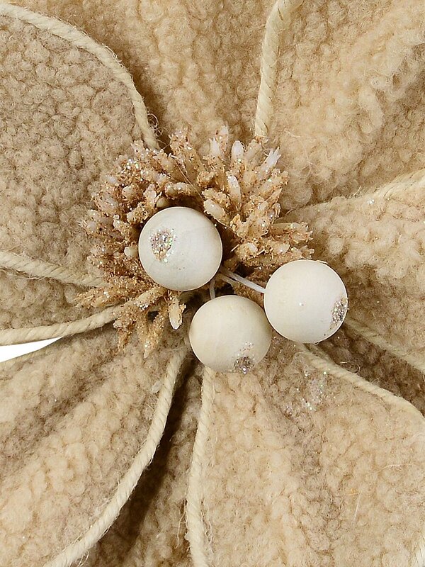 Cream Natural Wool Magnolia Christmas Tree Clip Pick | 22cm — image 3