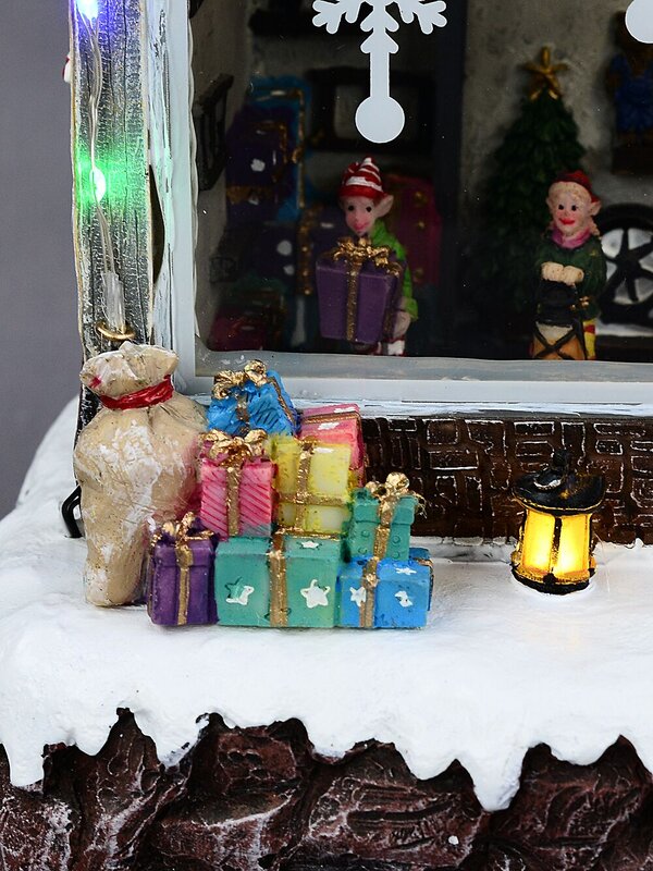 26cm Santa Toy Factory With Animated Elves LED Christmas Village Scene — image 9