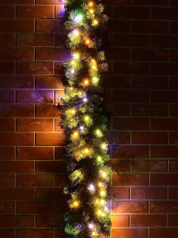 2.7m Dual LED Pre-Lit Balsam Pine Christmas Garland | 240 Tips & 100 Lights — image 6