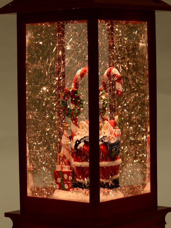 28cm Santa & Candy Cane Farmhouse Snow Globe Lantern — image 6