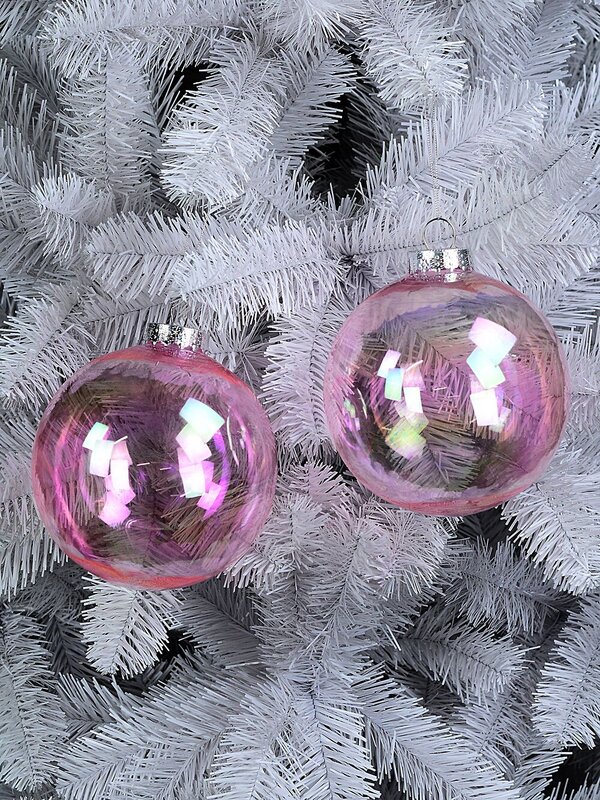 2x Lustrous Pink Tinted Grand Iridescent Soap Bubble Baubles | 15cm — image 5