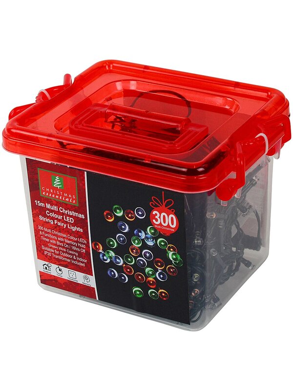 300 Multi Christmas Colour LED String Fairy Lights 8 Function With Timer | 15m — image 4