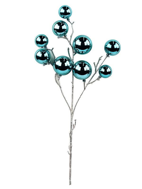 Shiny Turquoise Bauble Spray Long Christmas Stem | 52cm — image 4