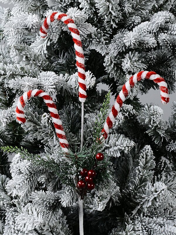 Candy Canes Berries & Foliage Spray Long Christmas Stem | 62cm — image 2