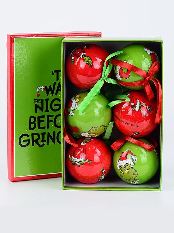 6x Whimsical Red & Green Essential Grinch Boxed Baubles | 70mm — image 6