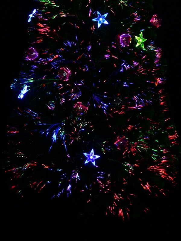 90cm Multi Colour Fibre Optic Christmas Tree With Baubles, LED Stars & 90 Tips — image 6