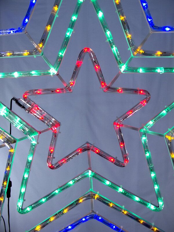 Blue, Orange, Green & Red Quadruple Star Rope LED Light Silhouette - 1.1m — image 7