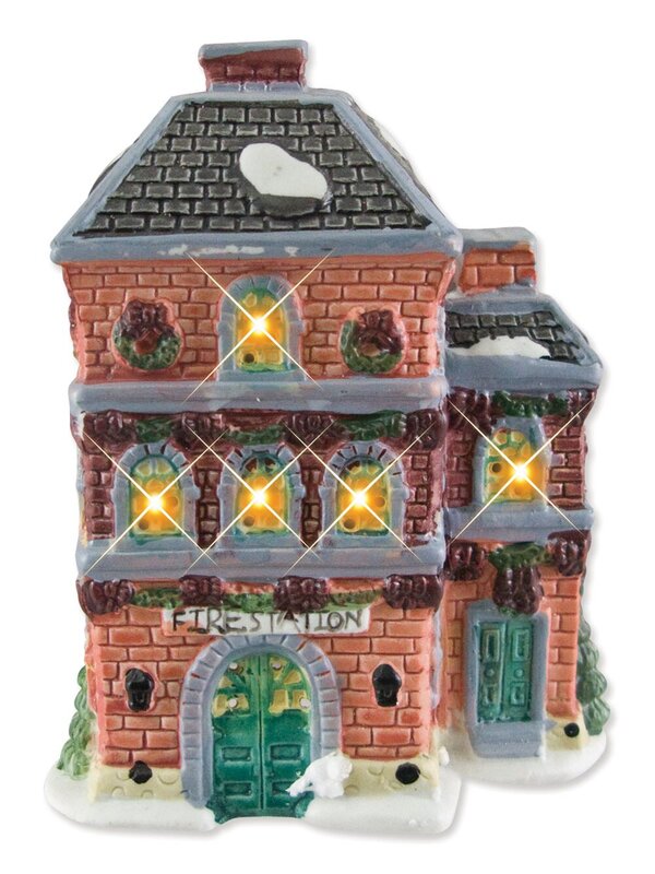 Illuminated 5 House & Church With 9 Figurines Village Scene - 2.6m