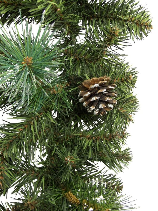 Morning Frost Flocked & Glittered Pine Needle Garland - 2.7m