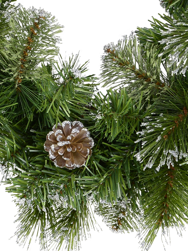 Natural Look Pine Wreath With Pine Cones & 94 Gold Glitter Tips - 36cm
