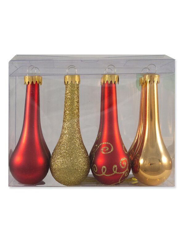 Red & Gold Tear Drop Bauble Decorations - 8 x 11cm — image 6