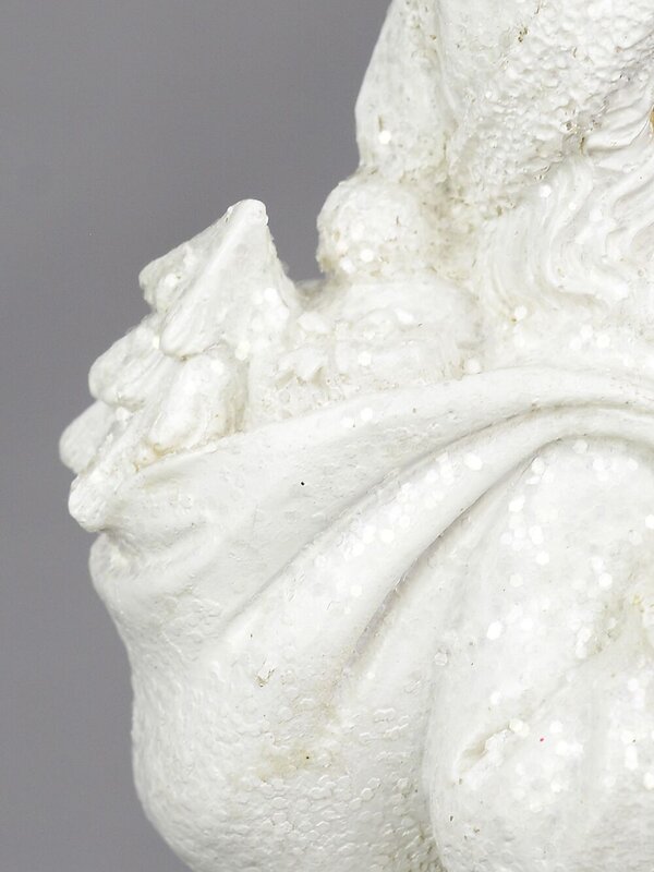 Santa In Winter White Suit With Child Standing Christmas Ornament - 23cm