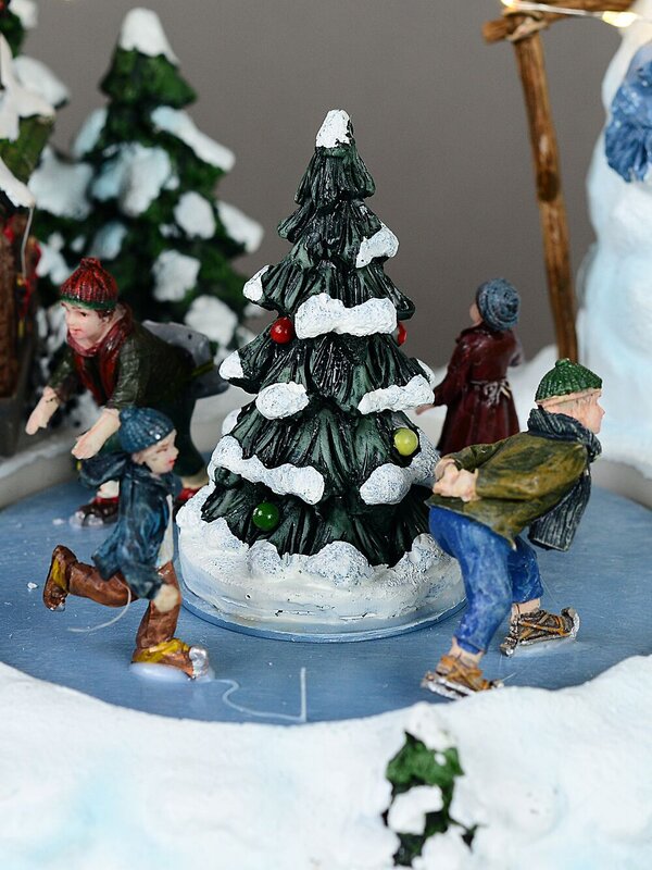 Snow Day! Skating Around A Frozen Pond Christmas Village Scene - 26cm — image 6