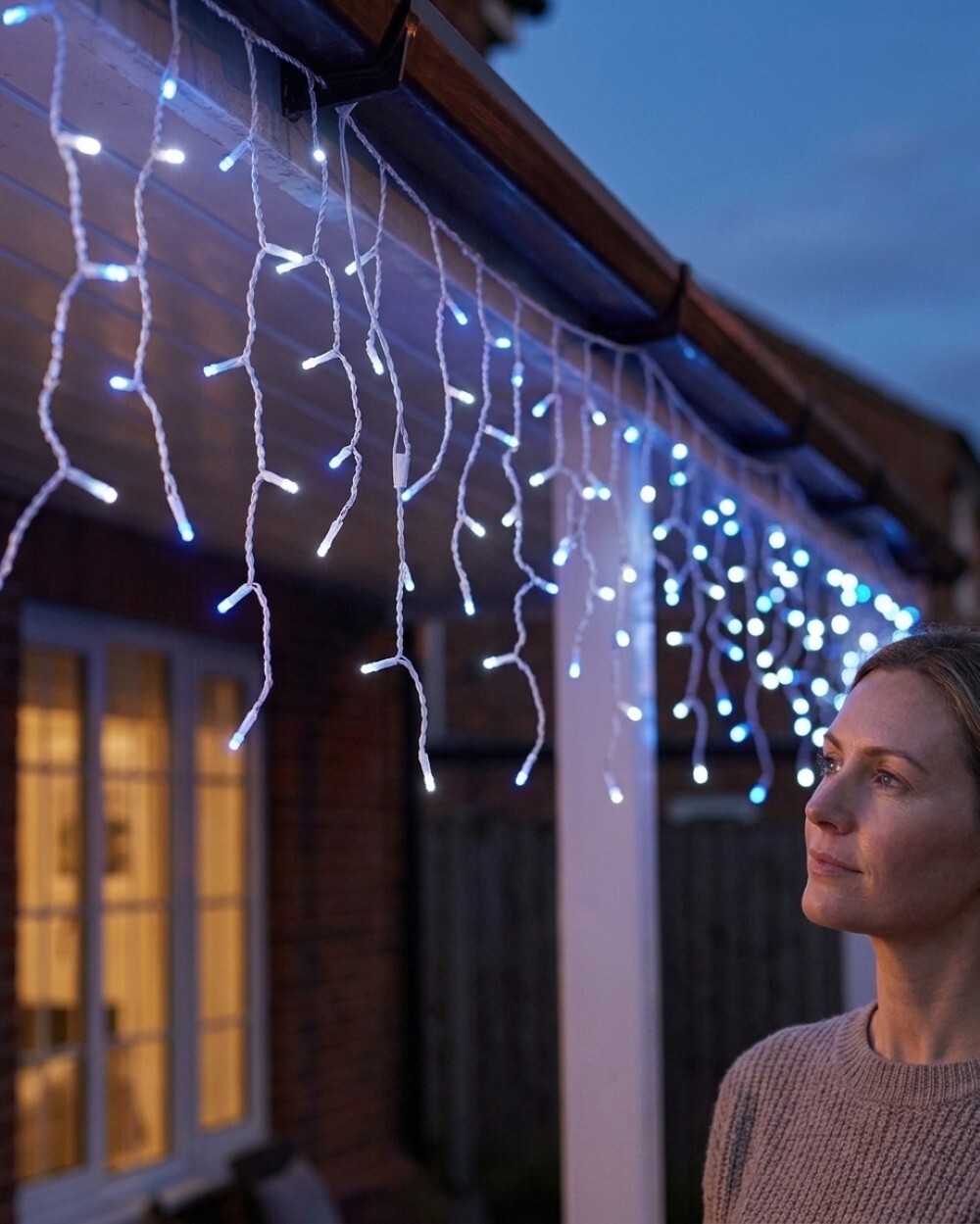 1000 Blue & Cool White LED Icicle String Lights 8 Function With Timer | 30m — image 3