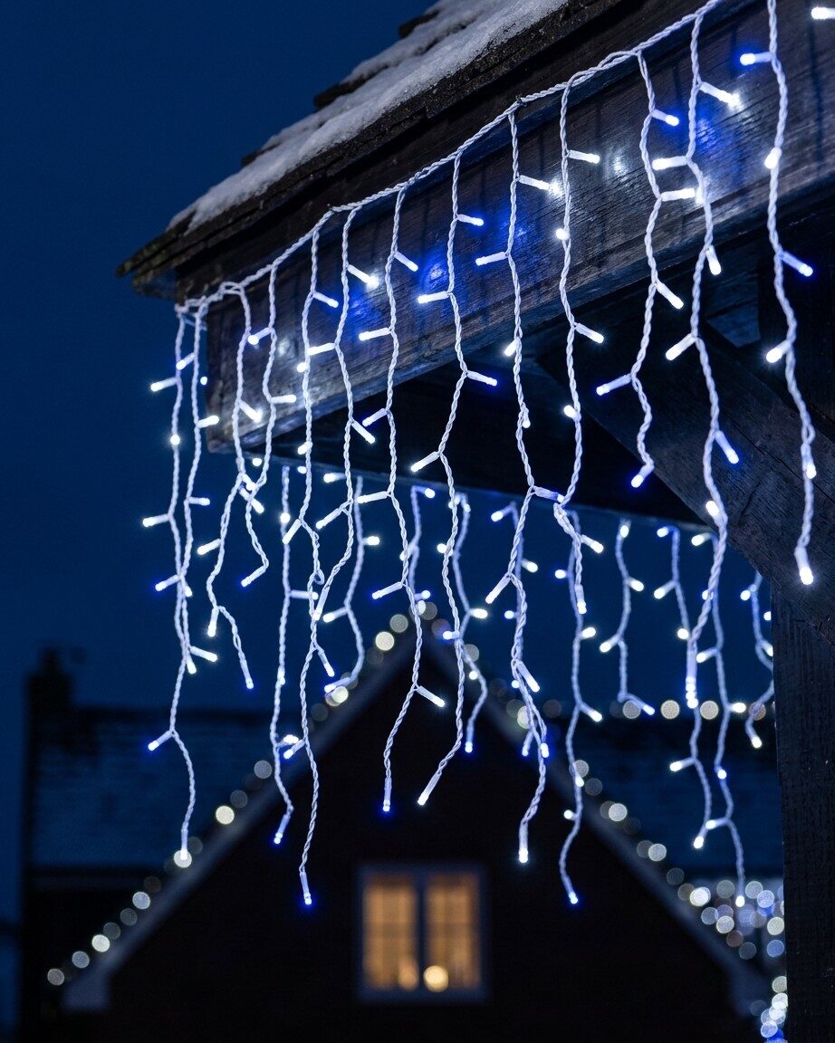 1000 Blue & Cool White LED Icicle String Lights 8 Function With Timer | 30m — image 4