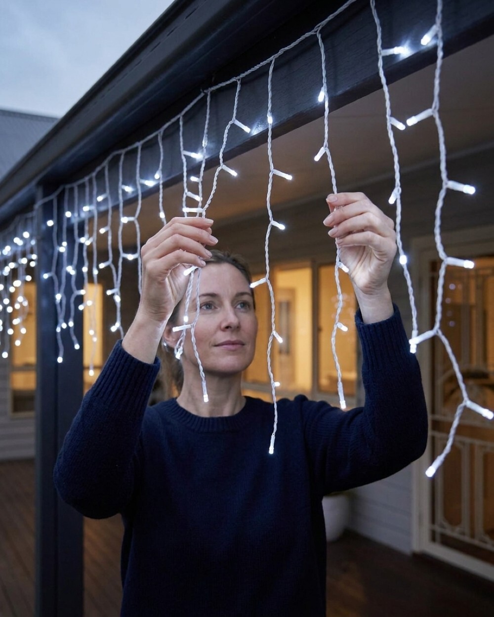 1000 Cool White LED Icicle String Lights 8 Function With Timer | 30m — image 2