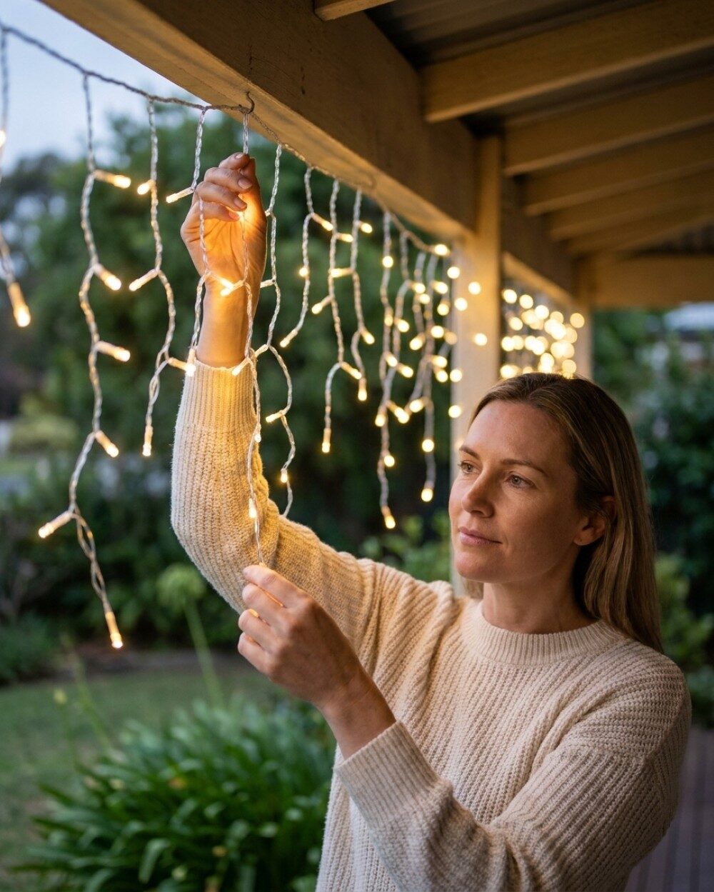 1000 Warm White LED Icicle String Lights 8 Function With Timer | 30m — image 3