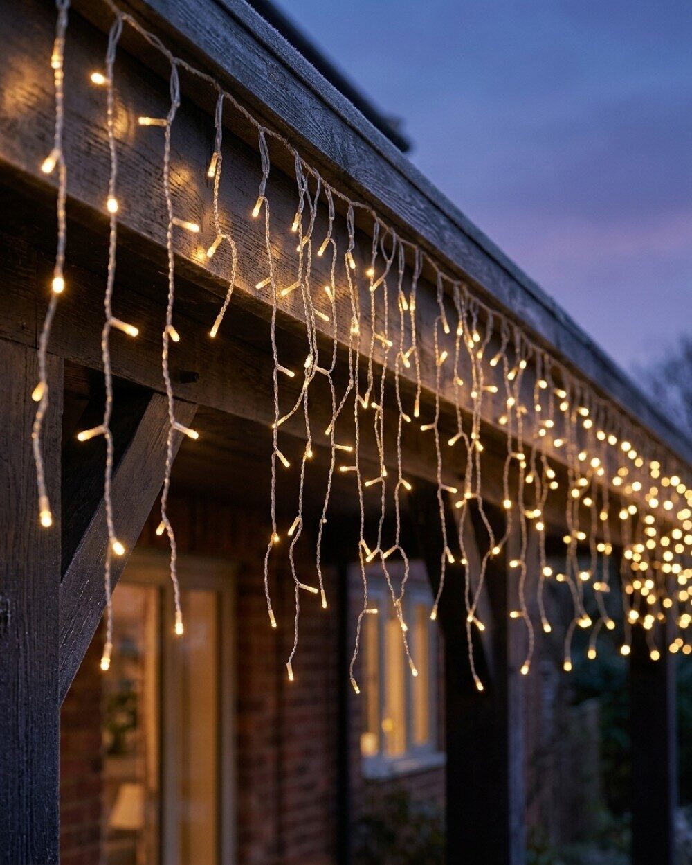 1000 Warm White LED Icicle String Lights 8 Function With Timer | 30m — image 2