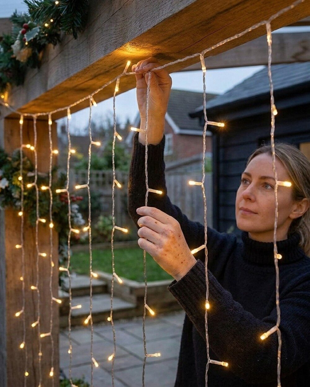 1200 Warm White LED Curtain Light 8 Function With Timer | 6m x 3m — image 3