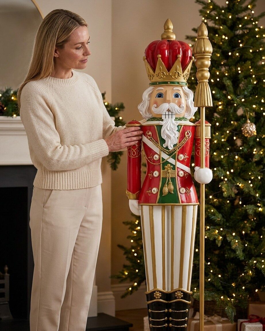 1.25m Traditional Red & Green King Nutcracker Oversized Resin Ornament — image 3