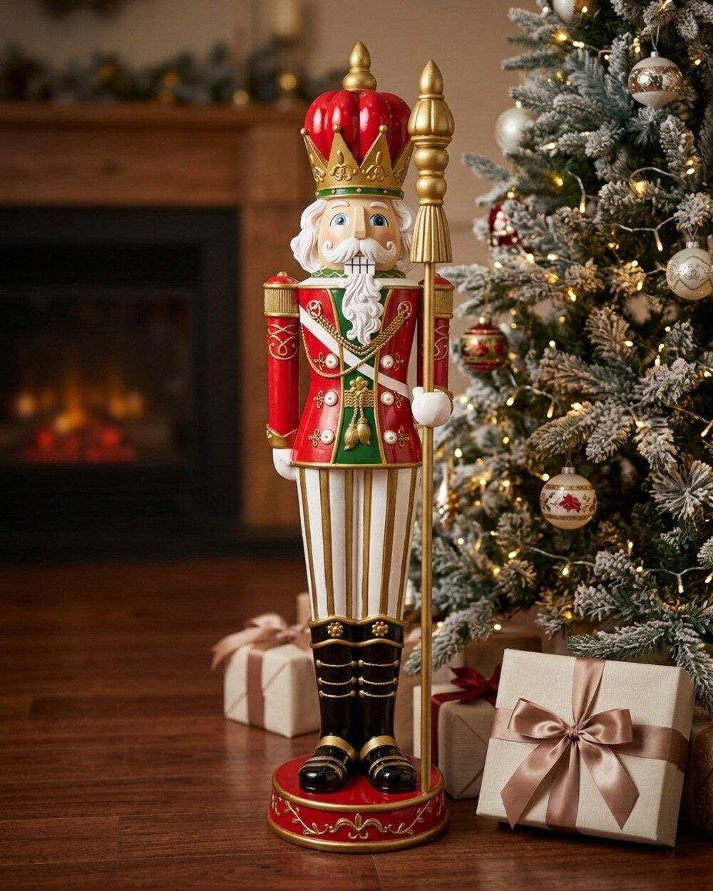 1.25m Traditional Red & Green King Nutcracker Oversized Resin Ornament — image 2