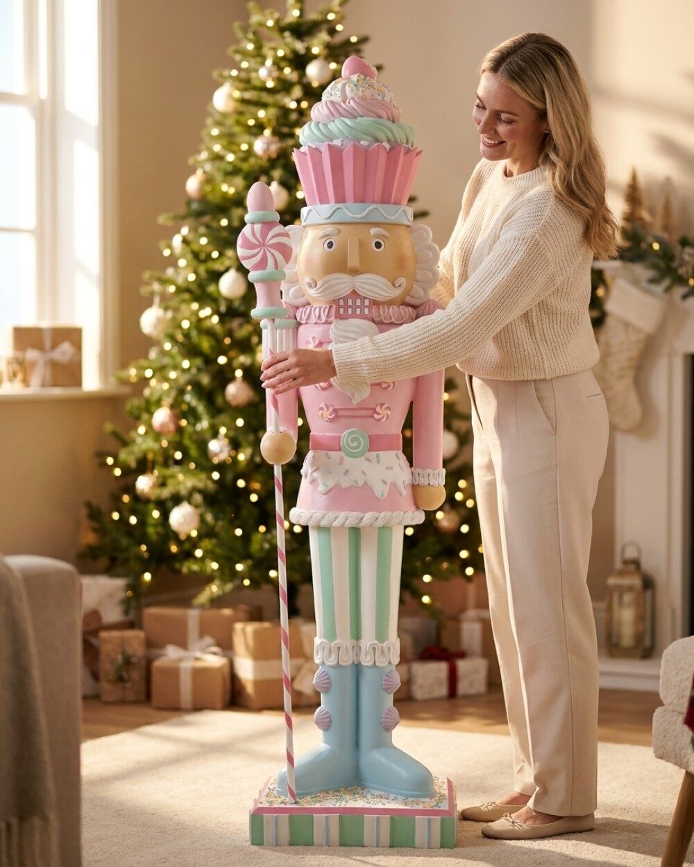 1.53m Cupcake & Sweet Nutcracker Illuminated Life Size Resin Christmas Ornament — image 3