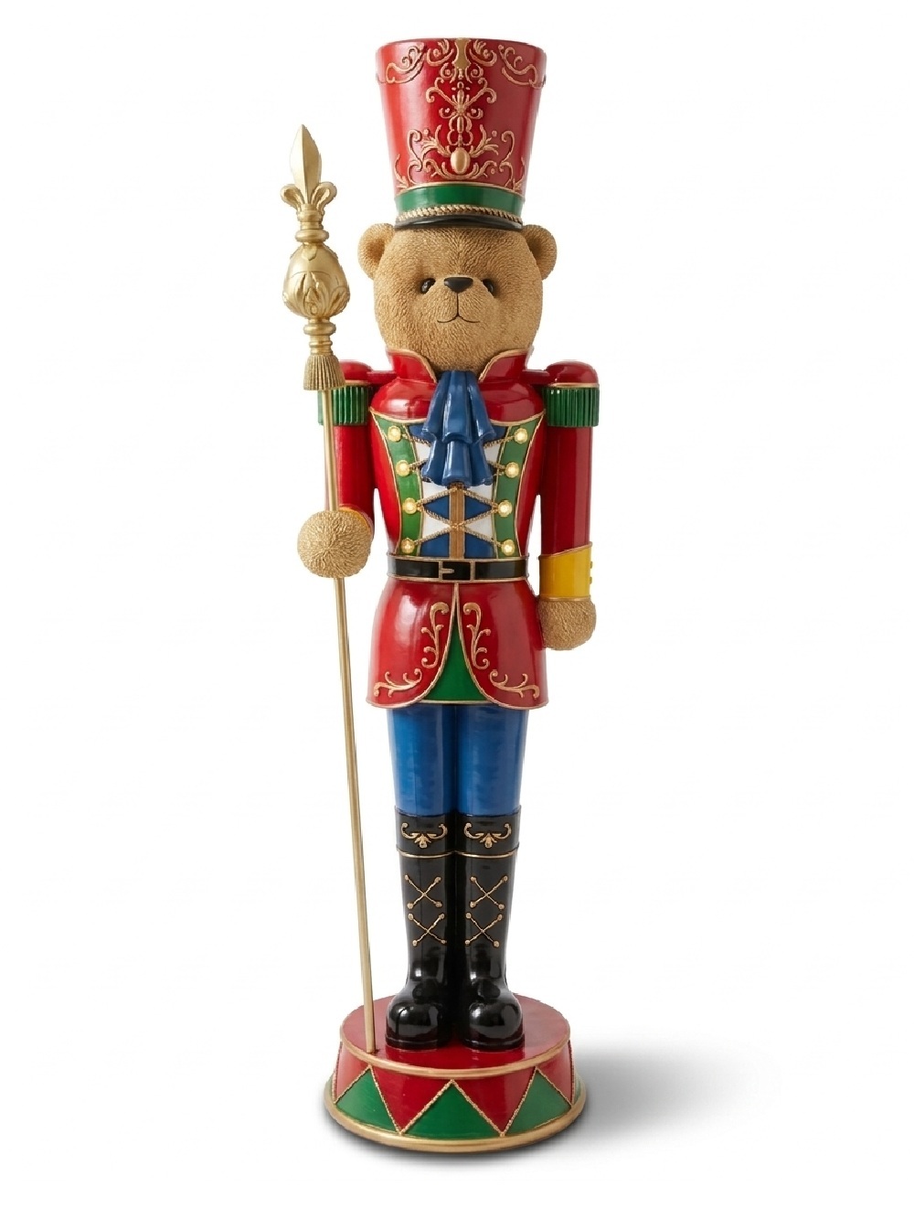 1.53m Illuminated Teddy Bear Nutcracker Soldier Life Size Resin Christmas Ornament