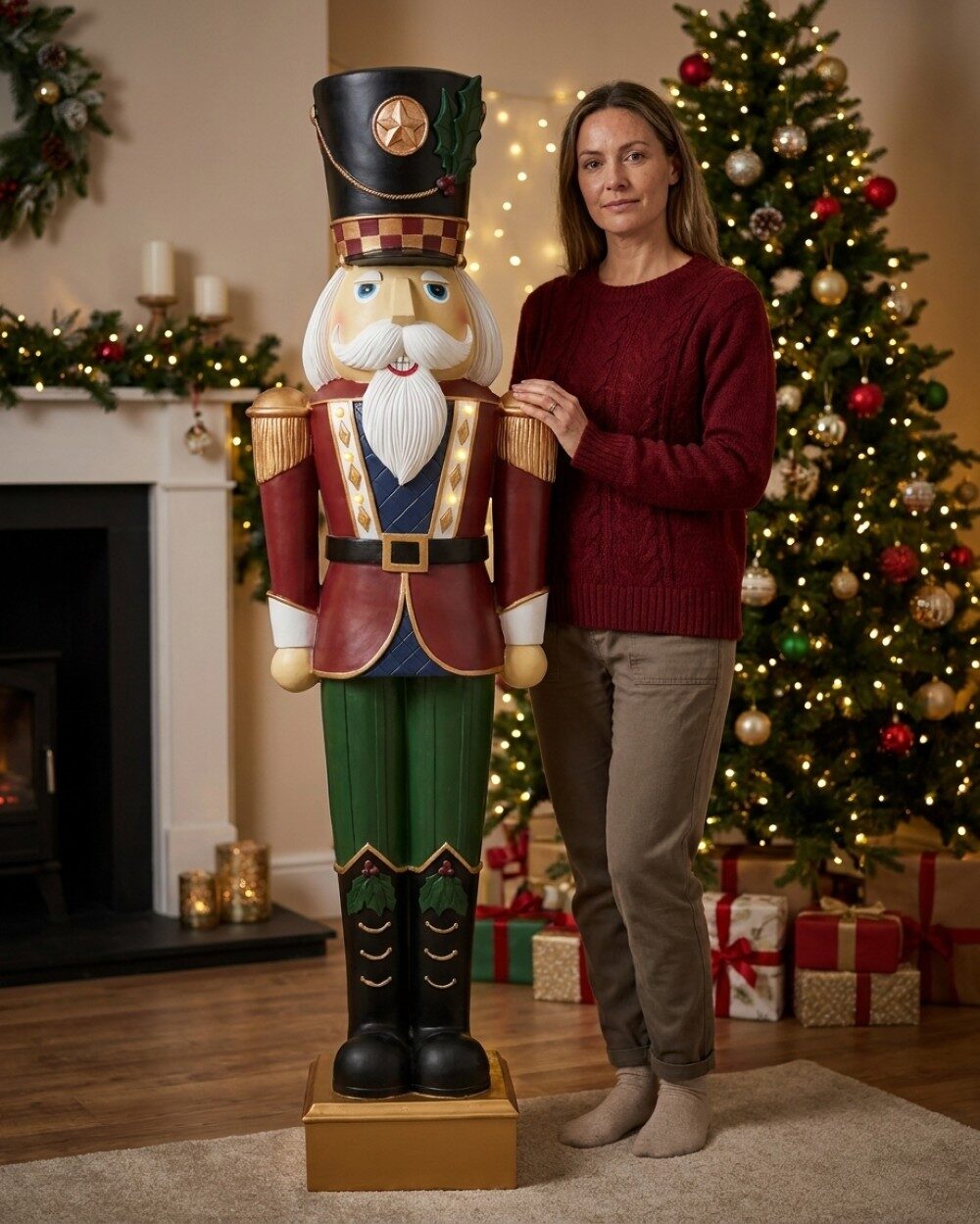 1.53m Illuminated Traditional Mistletoe Nutcracker Life Size Resin Christmas Ornament — image 3