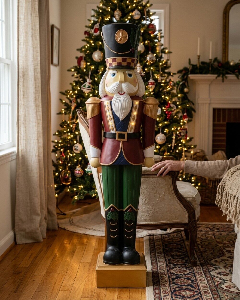 1.53m Illuminated Traditional Mistletoe Nutcracker Life Size Resin Christmas Ornament — image 4