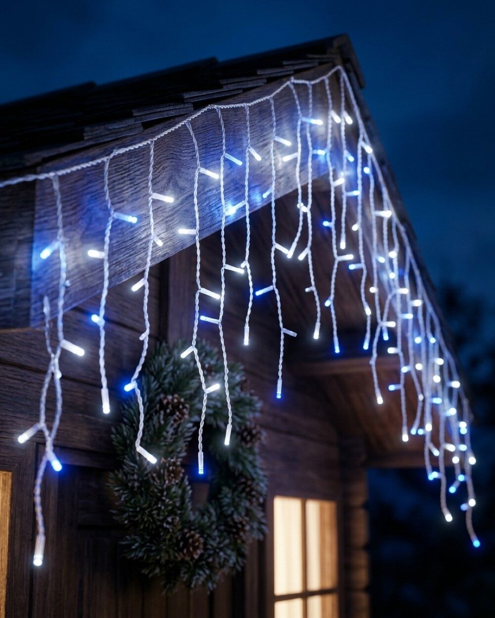1660 Blue & Cool White LED Icicle String Lights 8 Function With Timer | 50m — image 4