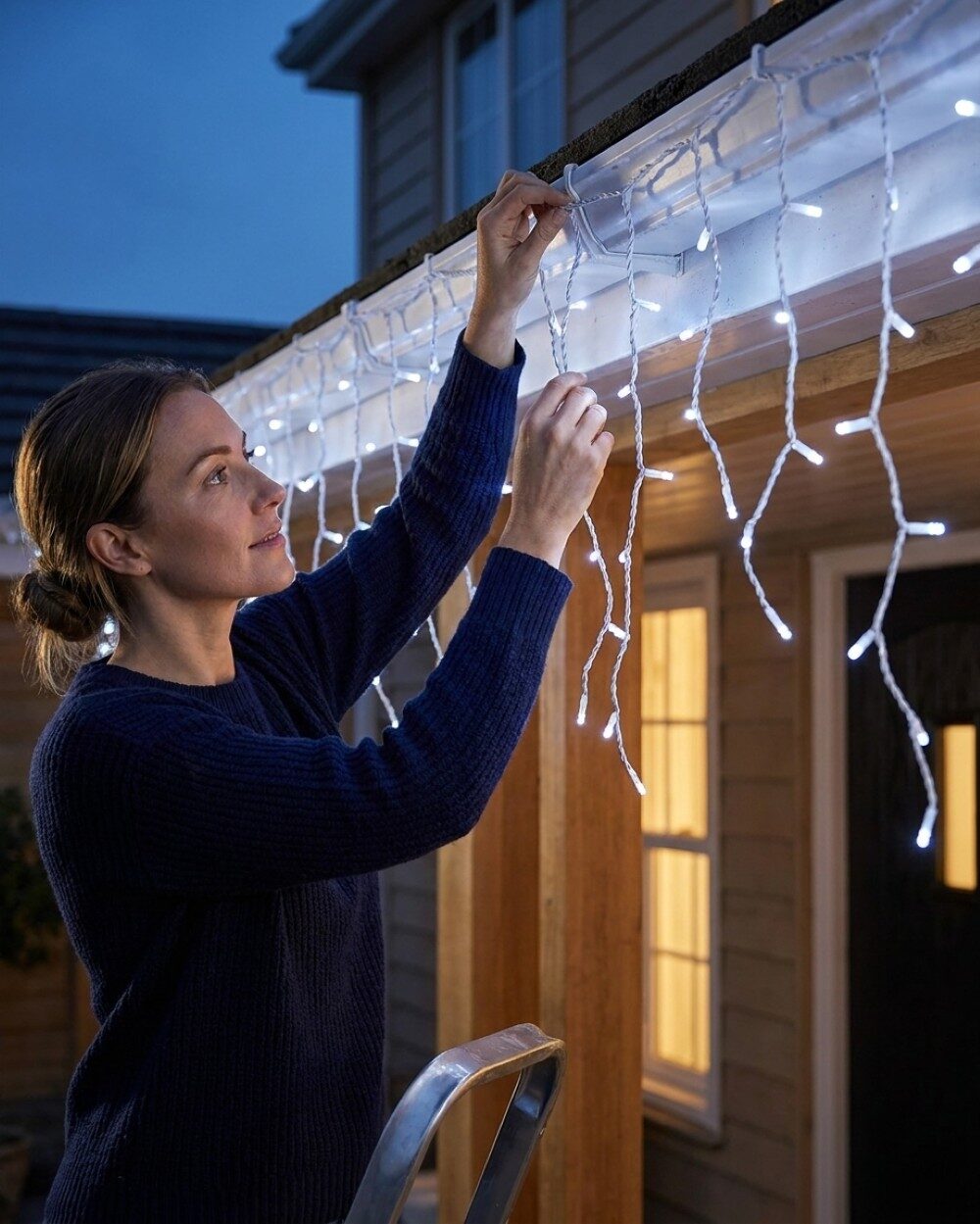 1660 Cool White LED Icicle String Lights 8 Function With Timer | 50m — image 3