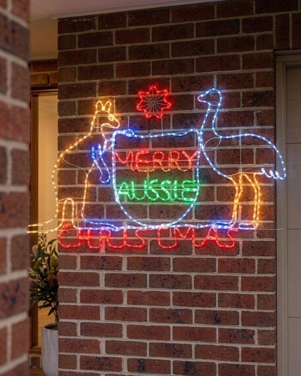 1.9m Outdoor Merry Aussie Christmas Coat Of Arms LED Rope Light Silhouette — image 4