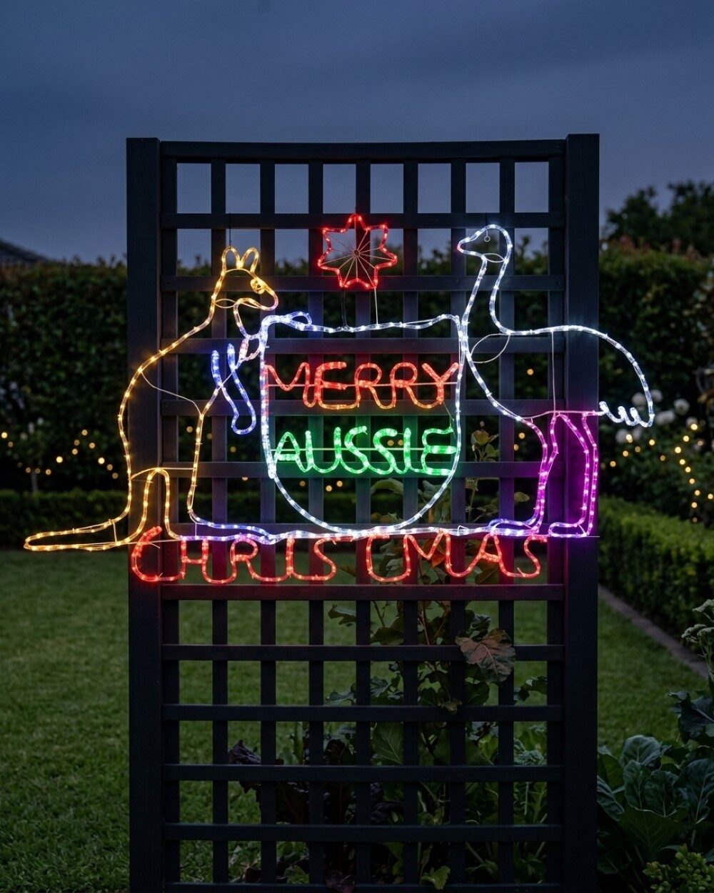 1.9m Outdoor Merry Aussie Christmas Coat Of Arms LED Rope Light Silhouette — image 2