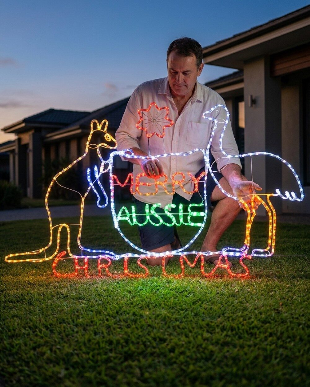 1.9m Outdoor Merry Aussie Christmas Coat Of Arms LED Rope Light Silhouette — image 3