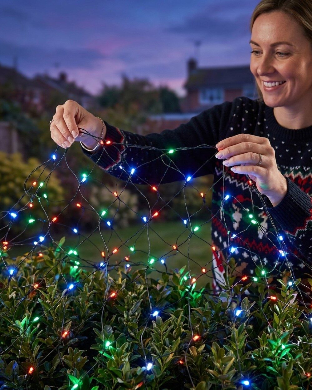 256 Multi Colour LED Hybrid Solar & Electric Net Lights With Timer | 2m x 2m — image 3