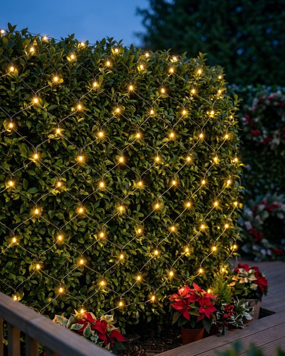 256 Warm White LED Hybrid Solar & Electric Net Lights With Timer | 2m x 2m — image 2