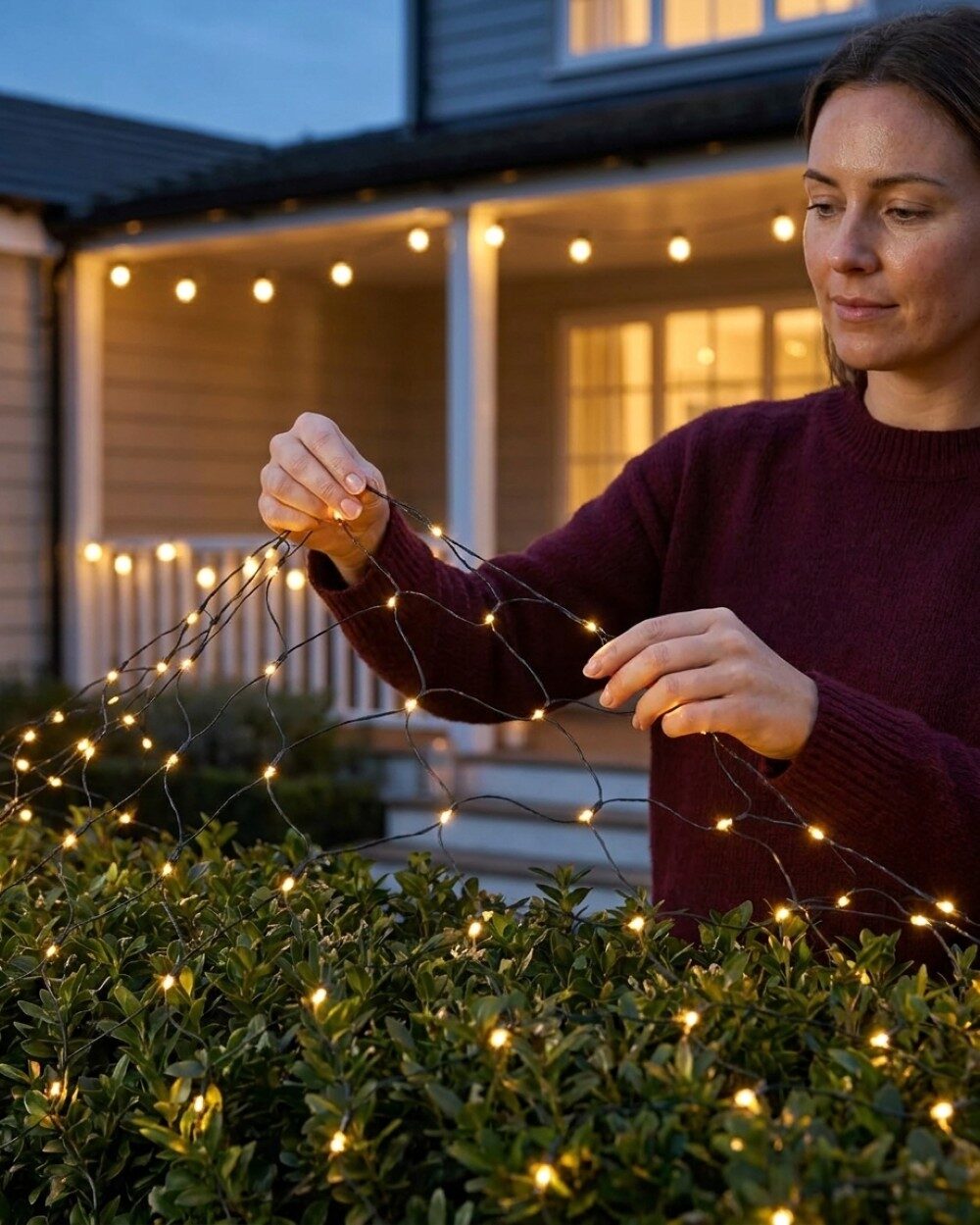 256 Warm White LED Hybrid Solar & Electric Net Lights With Timer | 2m x 2m — image 3