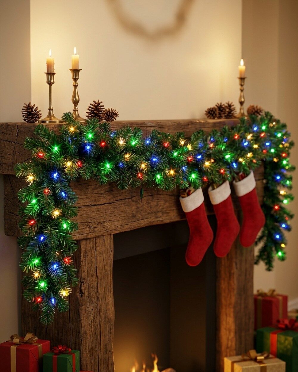 2.7m Dual LED Pre-Lit Balsam Pine Christmas Garland | 240 Tips & 100 Lights — image 2