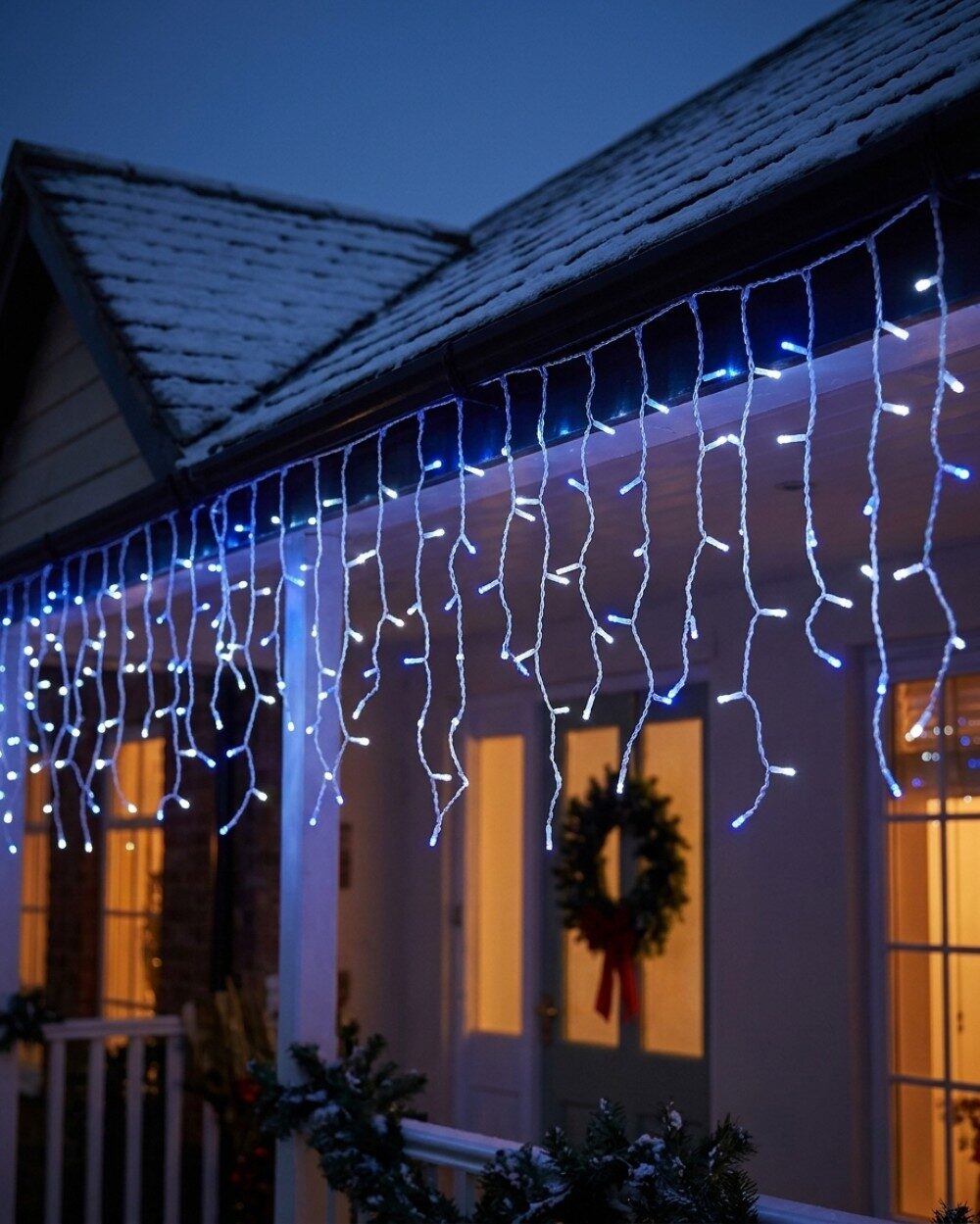 340 Blue & Cool White LED Icicle String Lights 8 Function With Timer | 10m — image 2