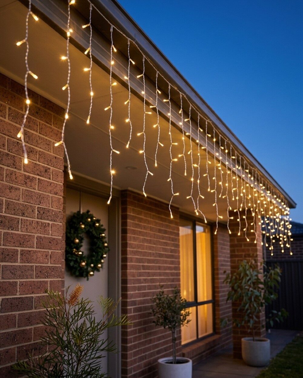 340 Warm White LED Icicle String Lights 8 Function With Timer | 10m — image 2