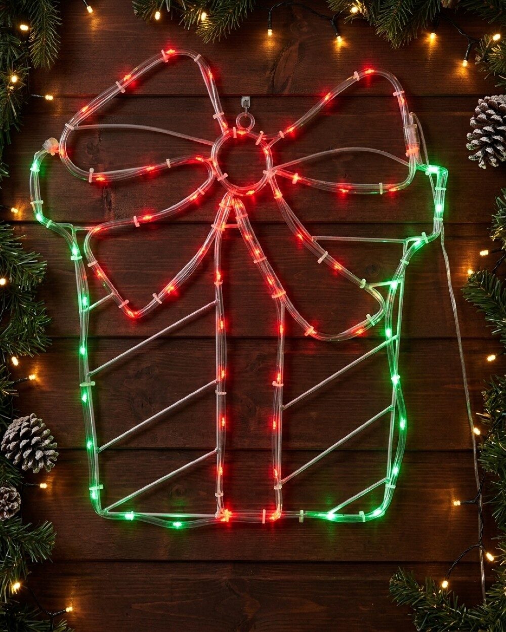 48cm Outdoor Christmas Present & Bow LED Noodle Rope Light Motif — image 2