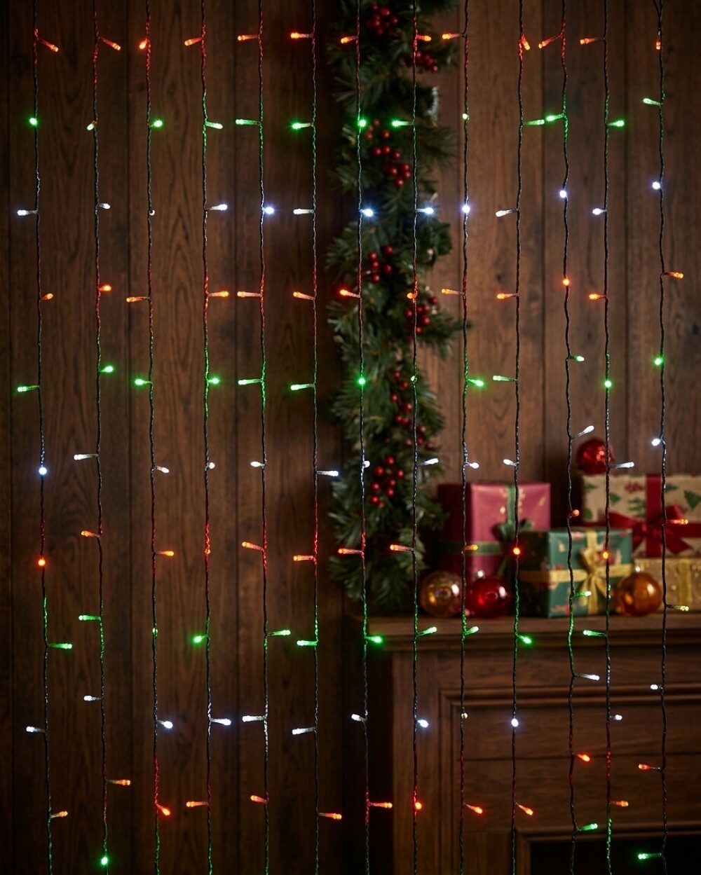 600 Multi Christmas Colour LED Curtain Light 8 Function With Timer | 3m x 3m — image 2