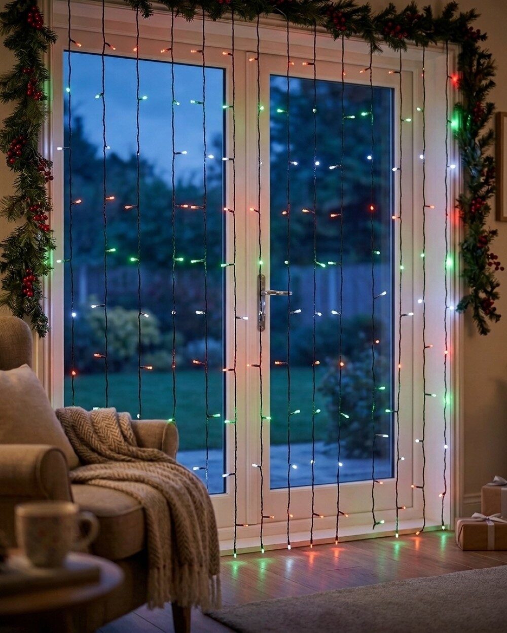 600 Multi Christmas Colour LED Curtain Light 8 Function With Timer | 3m x 3m — image 4