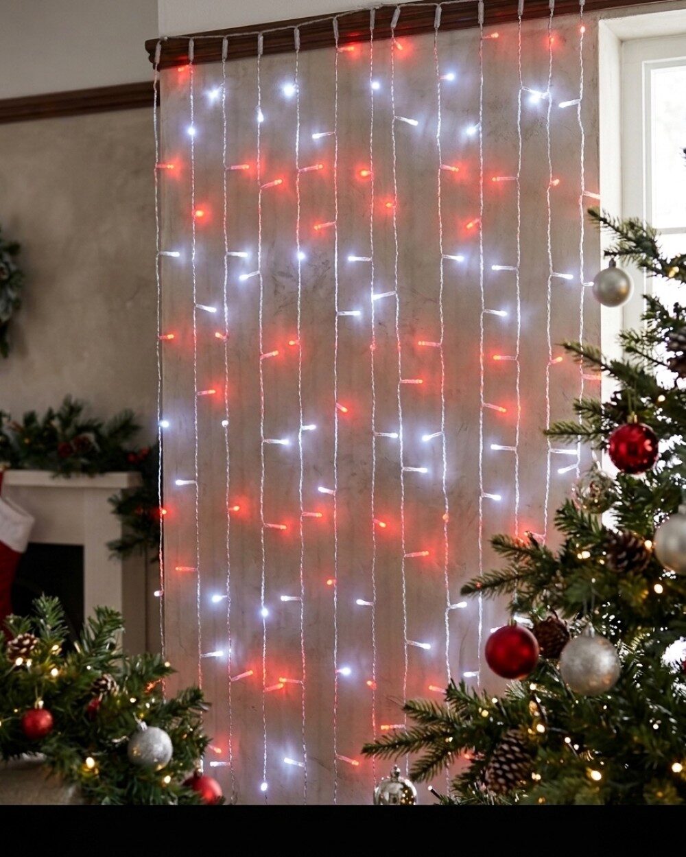 600 Red & Cool White LED Curtain Light 8 Function With Timer | 3m x 3m — image 4