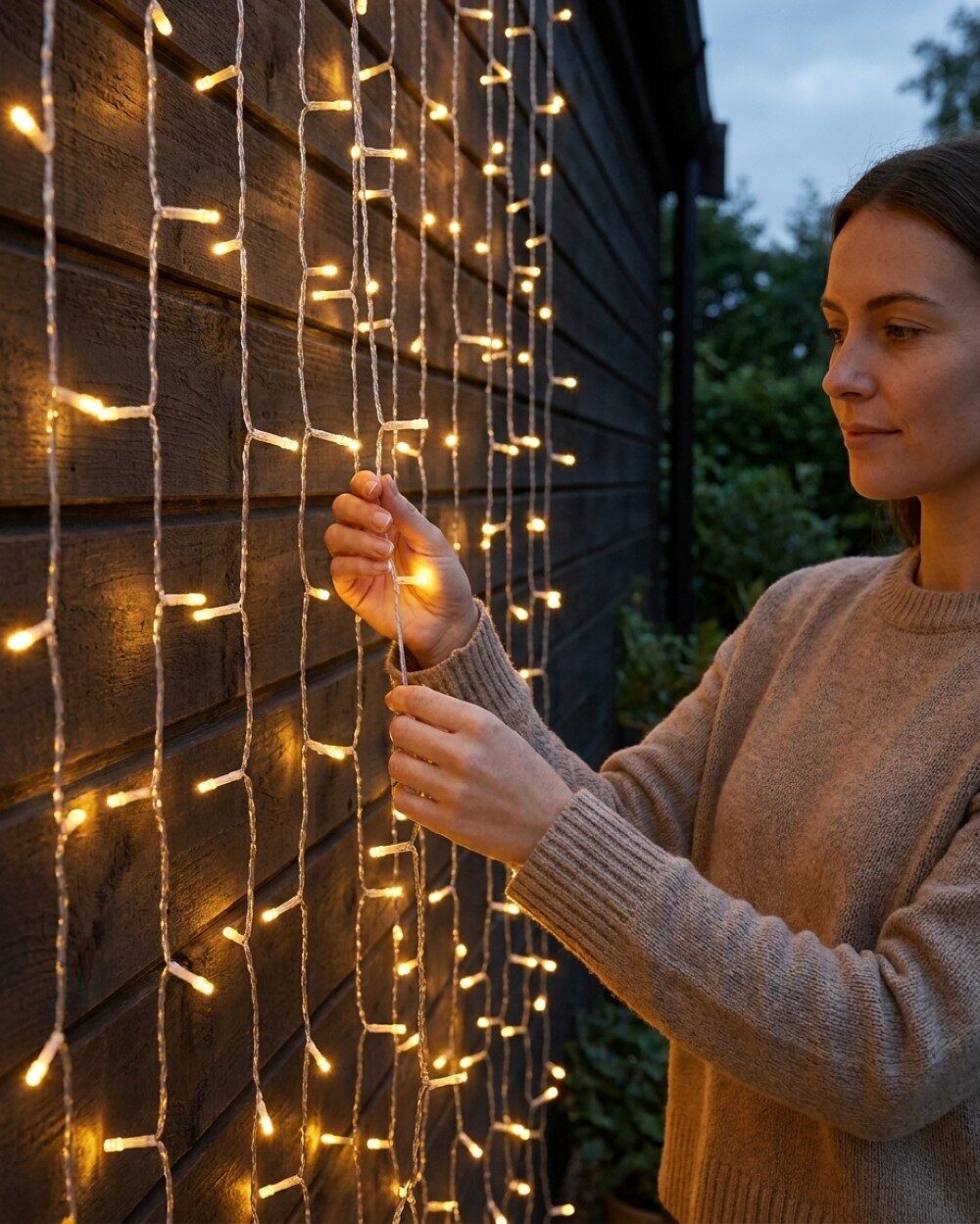 600 Warm White LED Rapid Blink Curtain Light With Timer | 3m x 3m — image 3