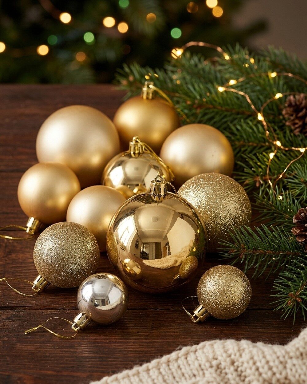60x Dynamic Gold & Champagne Multi Texture Bauble Mega Pack | 40mm-70mm — image 2