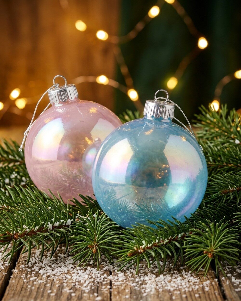 6x Radiant Iridescent Blue & Pink Essential Soap Bubble Baubles | 60mm — image 2