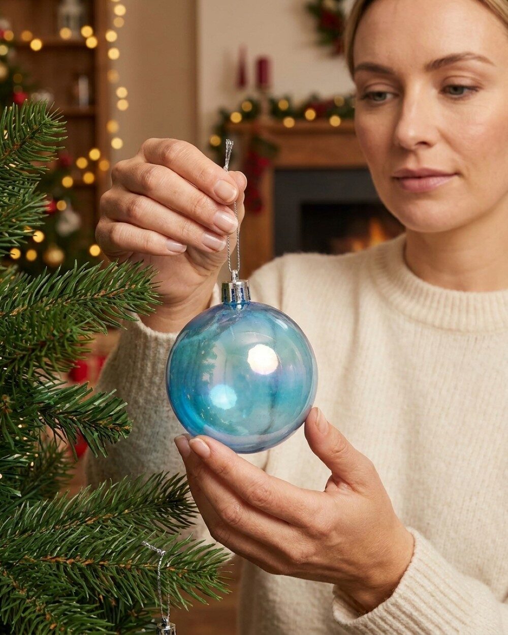 6x Radiant Iridescent Blue & Pink Essential Soap Bubble Baubles | 60mm — image 3